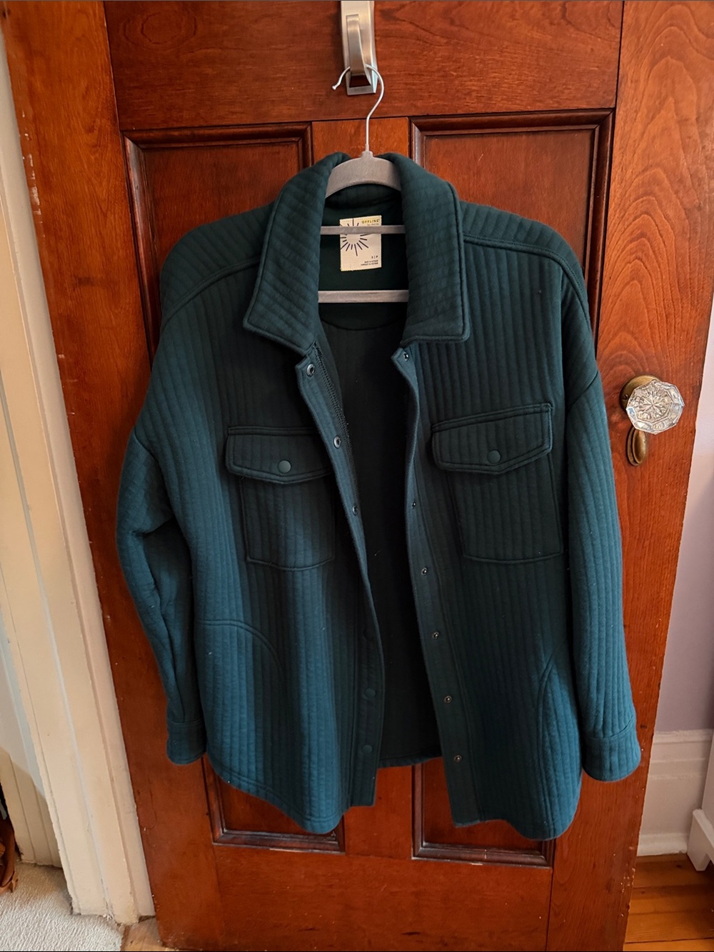 aerie Quilted Dark Green Shacket Jacket